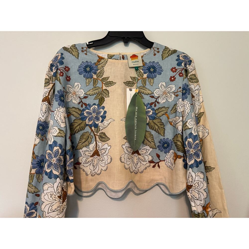 NWT Farm Rio Green Garden Scarf Blouse size Large - Picture 5 of 5